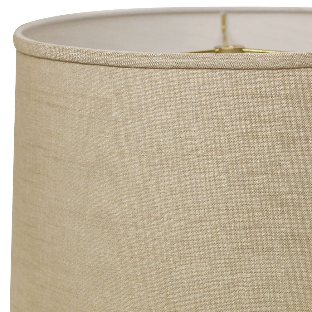 HomeRoots 13" Throwback Drum Linen Lampshade in Light Wheat Finish