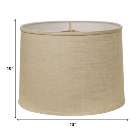 HomeRoots 13" Throwback Drum Linen Lampshade in Light Wheat Finish