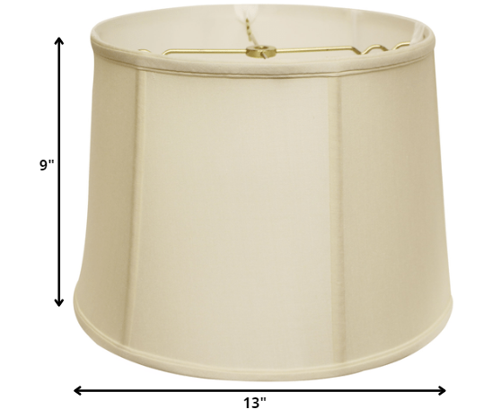 HomeRoots 13" Throwback Drum Pongee Silk Lampshade in Ivory Finish