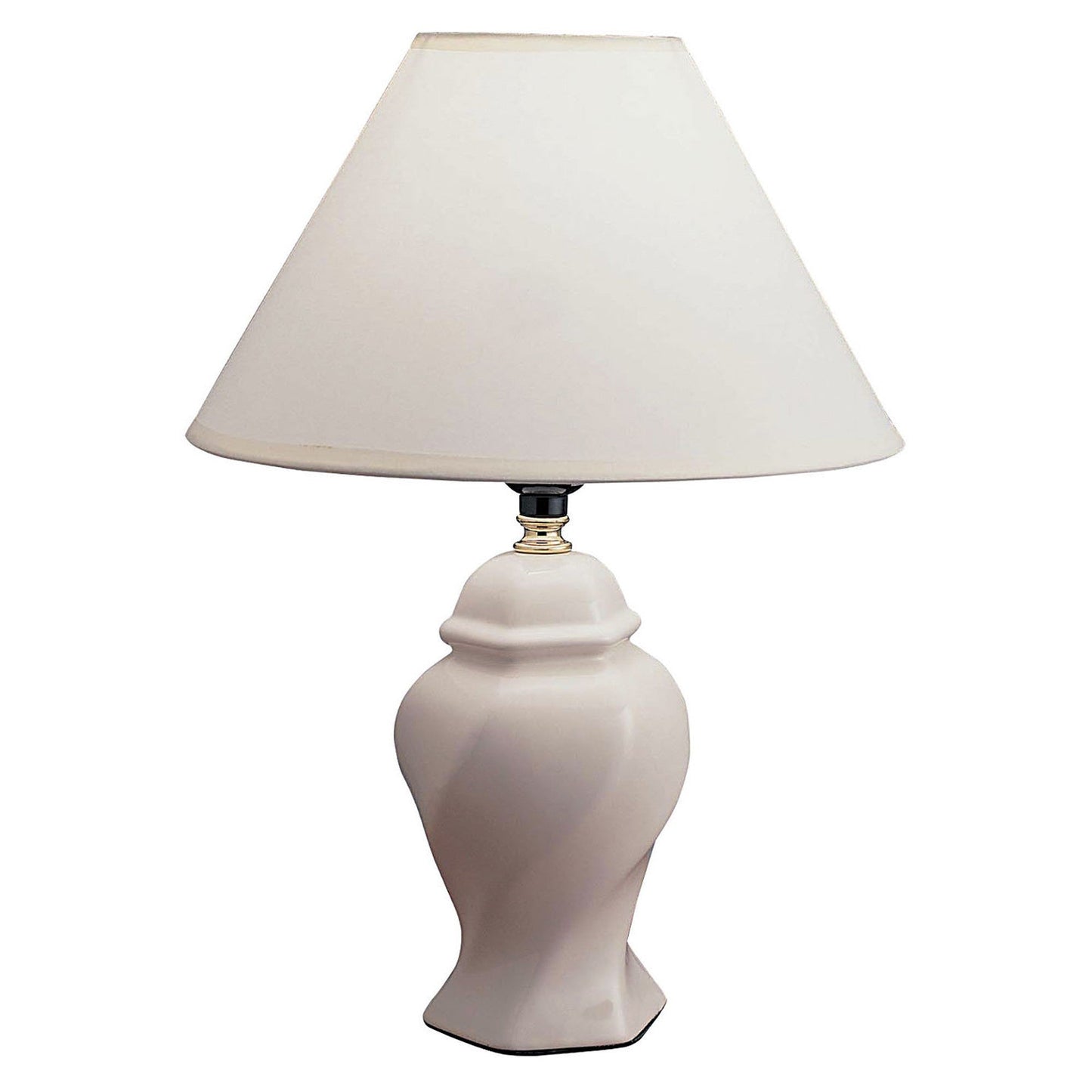 HomeRoots 13" White Ceramic Bedside Table Lamp With Off-White Shade