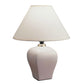 HomeRoots 13" White Ceramic Bedside Table Lamp With Off-White Shade