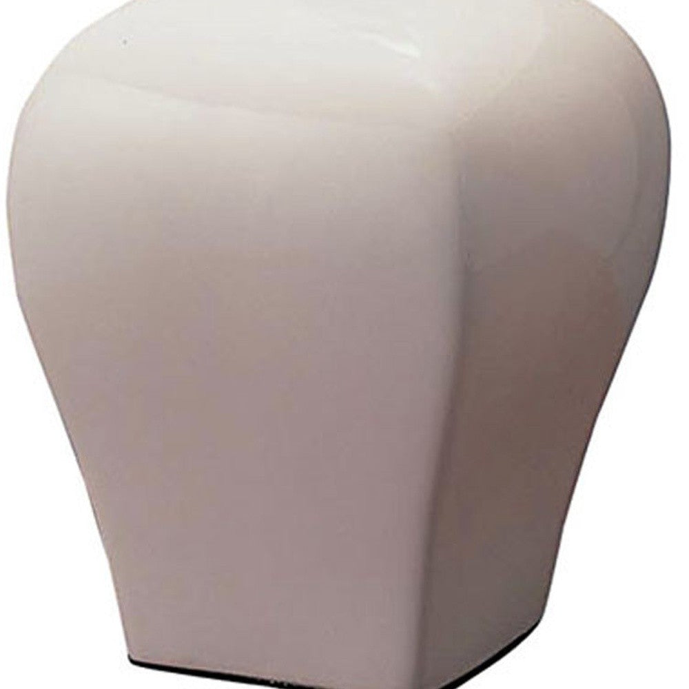 HomeRoots 13" White Ceramic Bedside Table Lamp With Off-White Shade