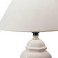 HomeRoots 13" White Ceramic Bedside Table Lamp With Off-White Shade