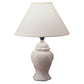 HomeRoots 13" White Ceramic Bedside Table Lamp With Off-White Shade