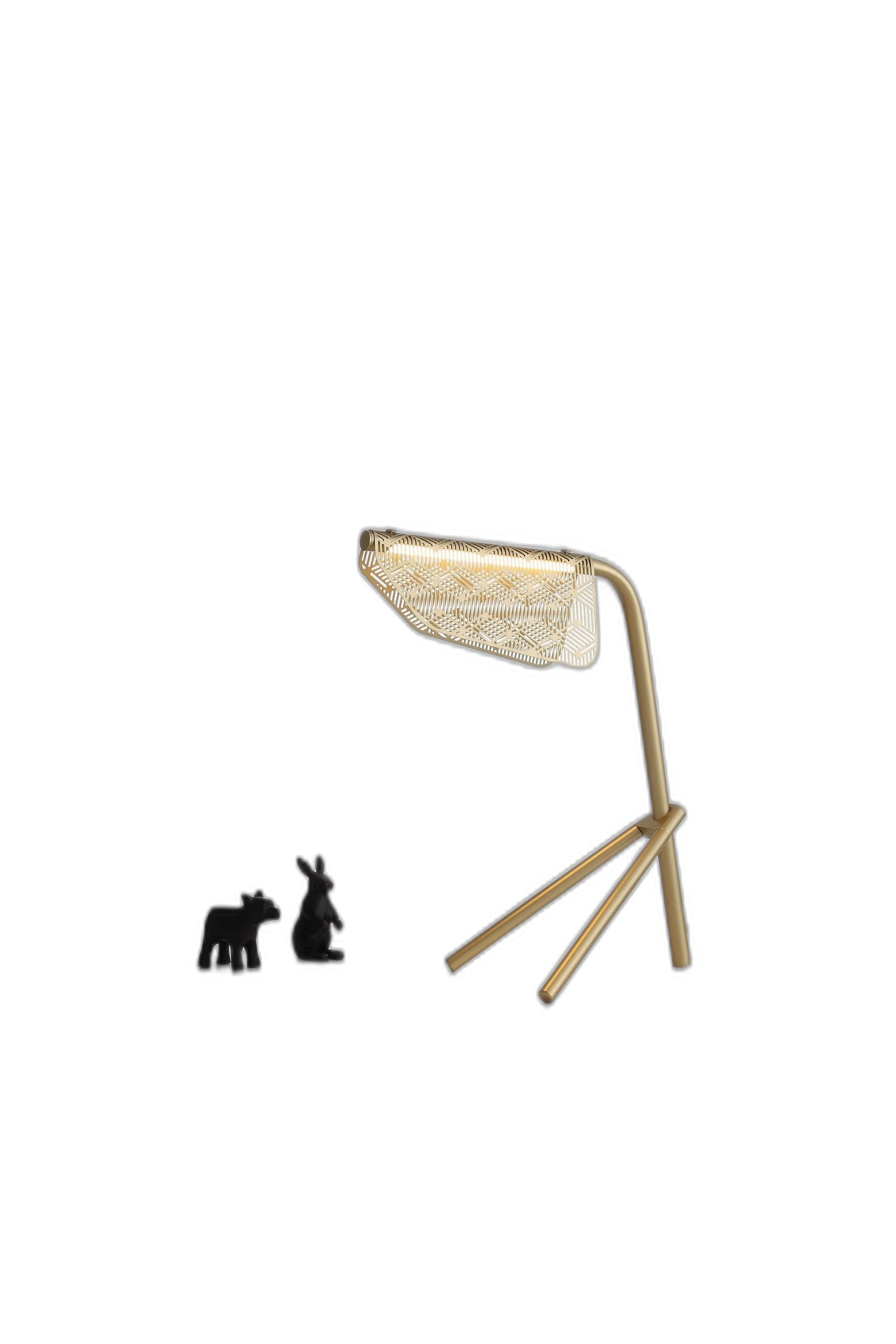 HomeRoots 13" x 7" x 18" Table Lamp With Golden Carbon Steel Finish