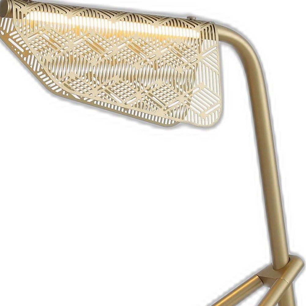 HomeRoots 13" x 7" x 18" Table Lamp With Golden Carbon Steel Finish