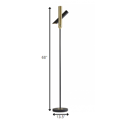 HomeRoots 13.5" x 13.5" x 68" Metal LED Torchiere in Black Finish