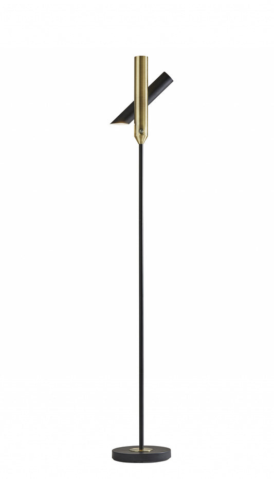 HomeRoots 13.5" x 13.5" x 68" Metal LED Torchiere in Black Finish