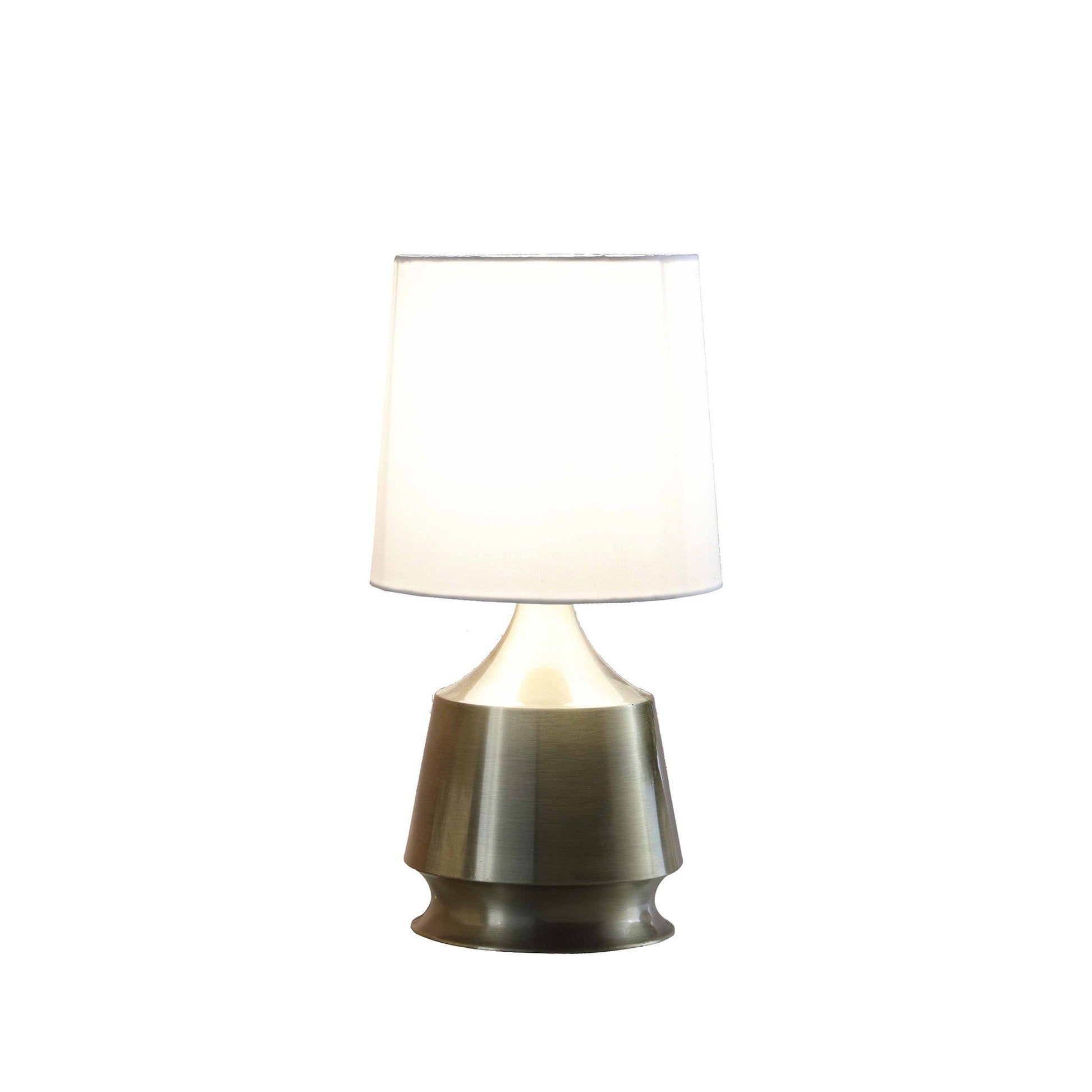 HomeRoots 14" Bedside Table Lamp With White Empire Shade in Brass Finish