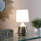 HomeRoots 14" Bedside Table Lamp With White Empire Shade in Brass Finish