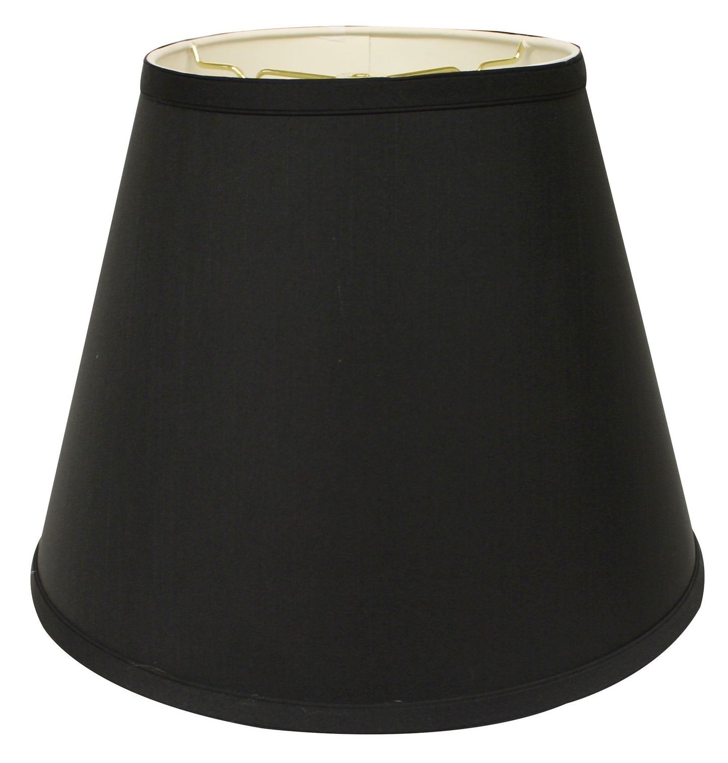 HomeRoots 14" Empire Deep Slanted Shantung Lampshade in Black Finish With White Lining