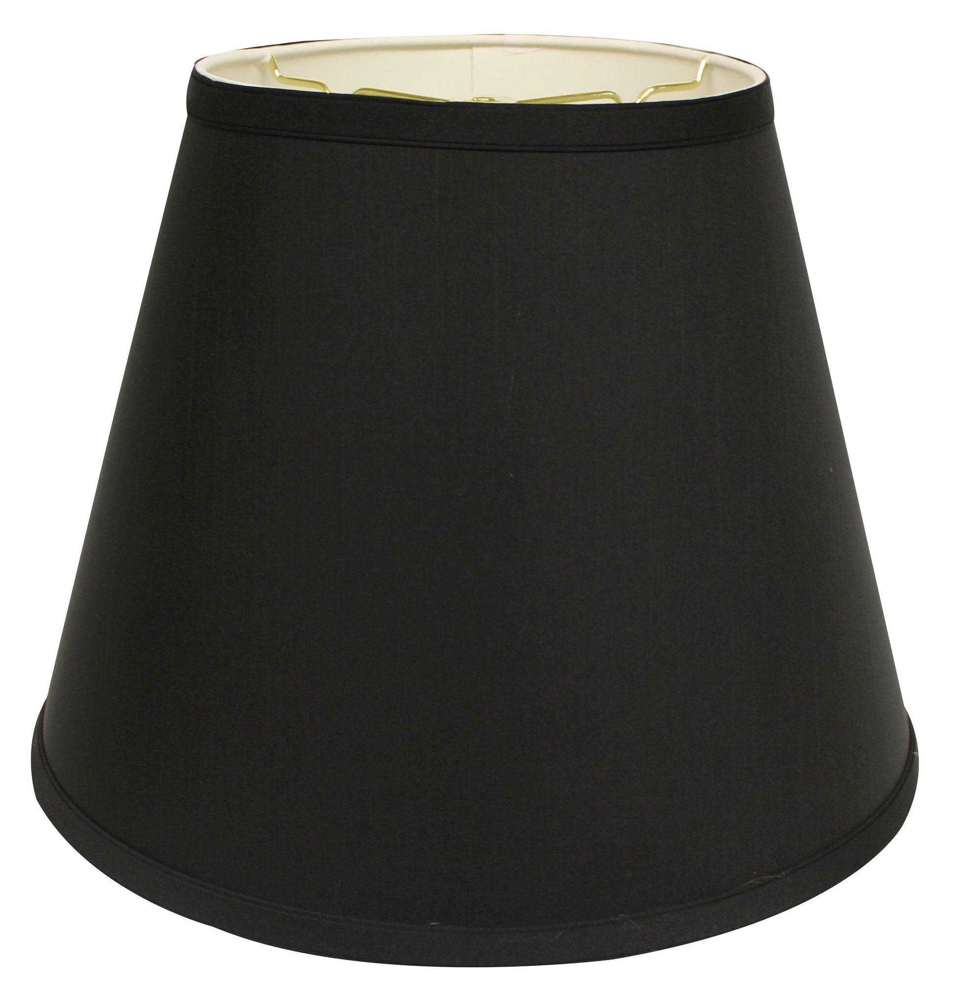 HomeRoots 14" Empire Deep Slanted Shantung Lampshade in Black Finish With White Lining