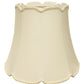 HomeRoots 14" Empire Slanted Cylinder Scroll Edge Silk Lampshade in Ivory Finish