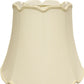 HomeRoots 14" Empire Slanted Cylinder Scroll Edge Silk Lampshade in Ivory Finish