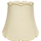 HomeRoots 14" Empire Slanted Cylinder Scroll Edge Silk Lampshade in Ivory Finish