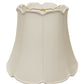 HomeRoots 14" Empire Slanted Cylinder Scroll Edge Silk Lampshade in White Finish