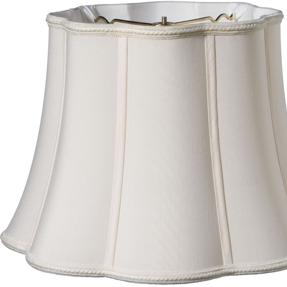 HomeRoots 14" Melon Scallop Paperback Shantung Lampshade in Cream Finish