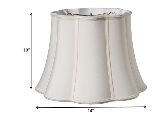 HomeRoots 14" Melon Scallop Paperback Shantung Lampshade in Cream Finish