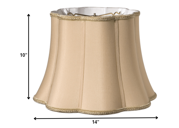 HomeRoots 14" Melon Scallop Paperback Shantung Lampshade in Vintage Gold Finish