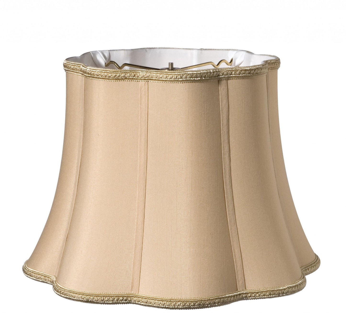 HomeRoots 14" Melon Scallop Paperback Shantung Lampshade in Vintage Gold Finish