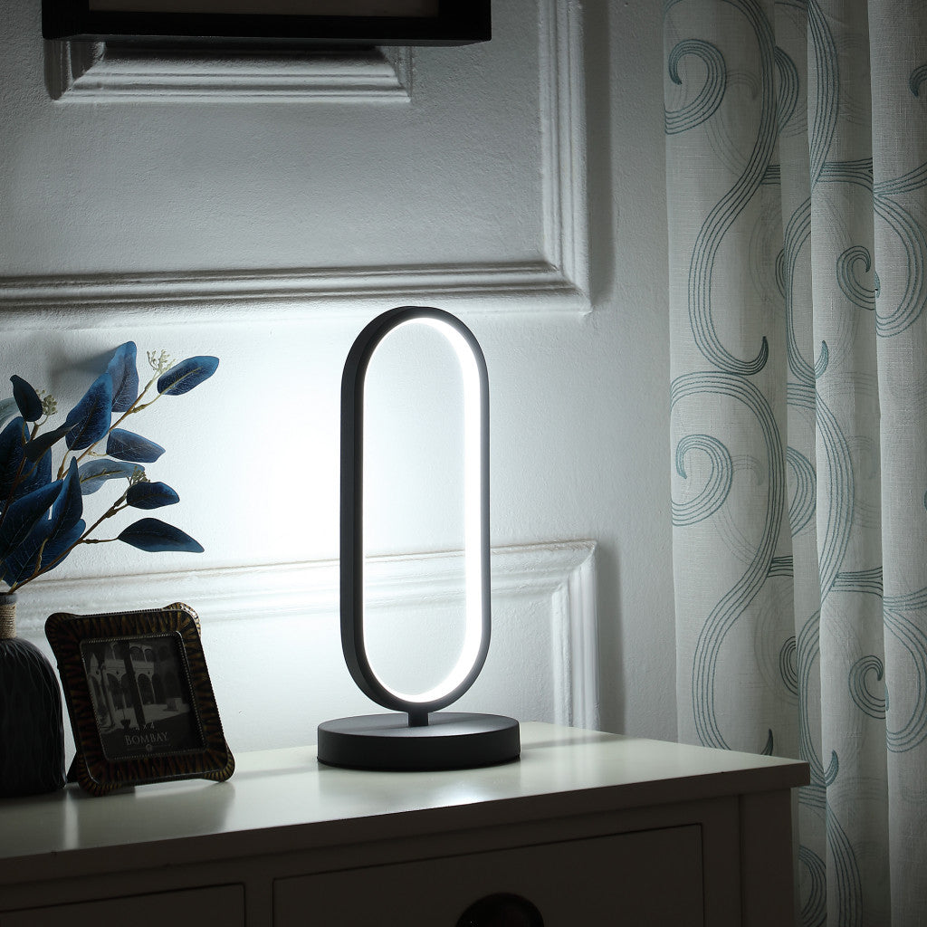 HomeRoots 14" Metal LED Table Lamp in Black Finish