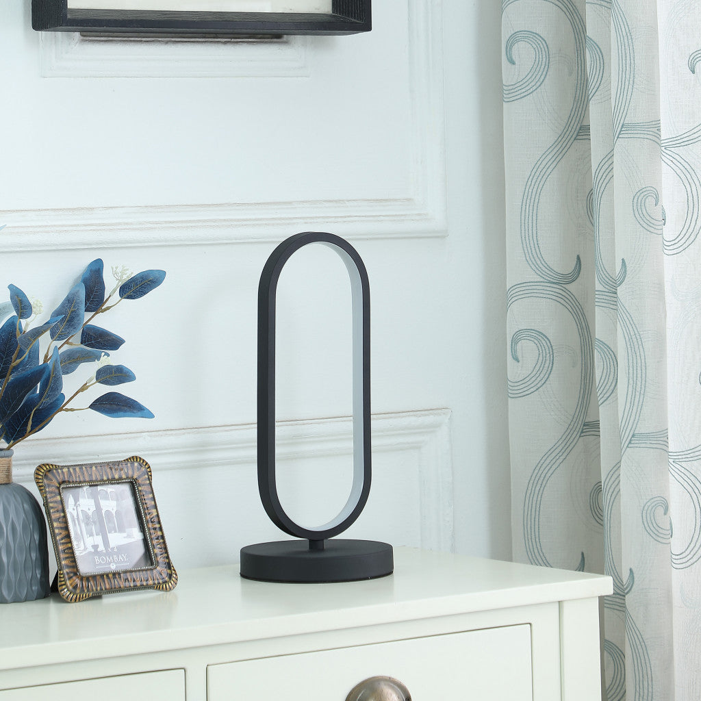 HomeRoots 14" Metal LED Table Lamp in Black Finish