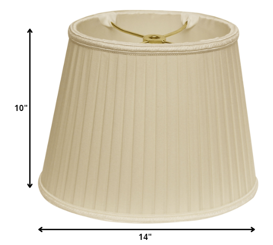 HomeRoots 14" Oval Side Pleat Paperback Shantung Lampshade in Ivory Finish