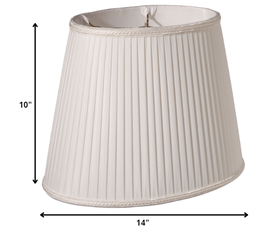 HomeRoots 14" Oval Side Pleat Paperback Shantung Lampshade in White Finish