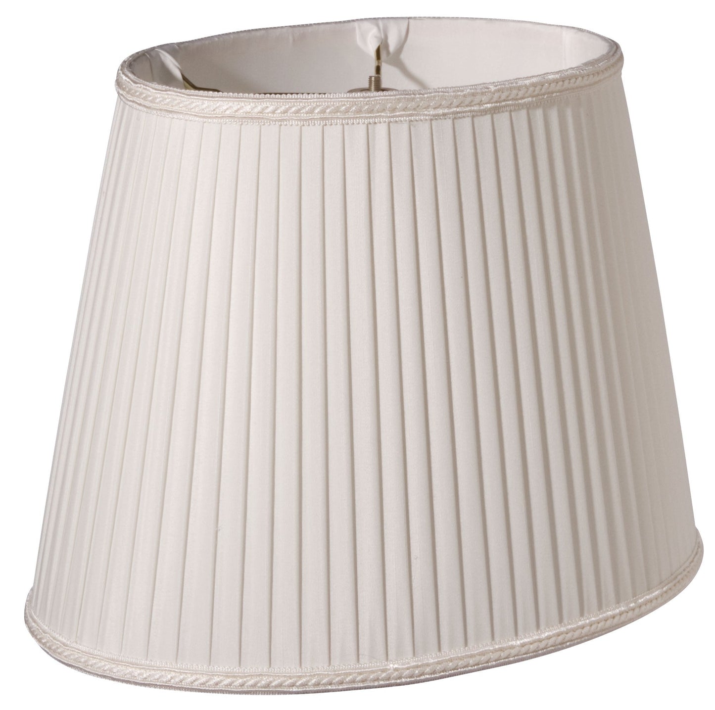 HomeRoots 14" Oval Side Pleat Paperback Shantung Lampshade in White Finish