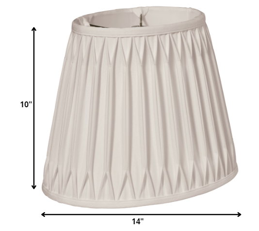 HomeRoots 14" Oval Smocked Pleat Paperback Shantung Lampshade in Cream Finish