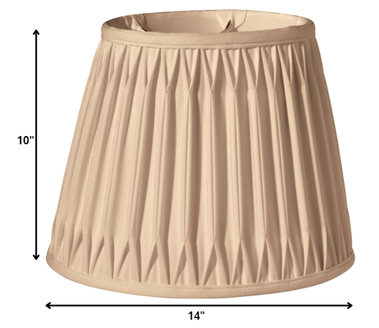HomeRoots 14" Oval Smocked Pleat Paperback Shantung Lampshade in Vintage Gold Finish