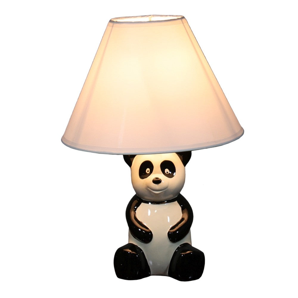 HomeRoots 14” Panda Ceramic Table Lamp With White Shade