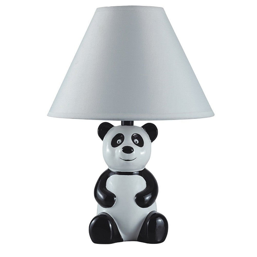 HomeRoots 14” Panda Ceramic Table Lamp With White Shade