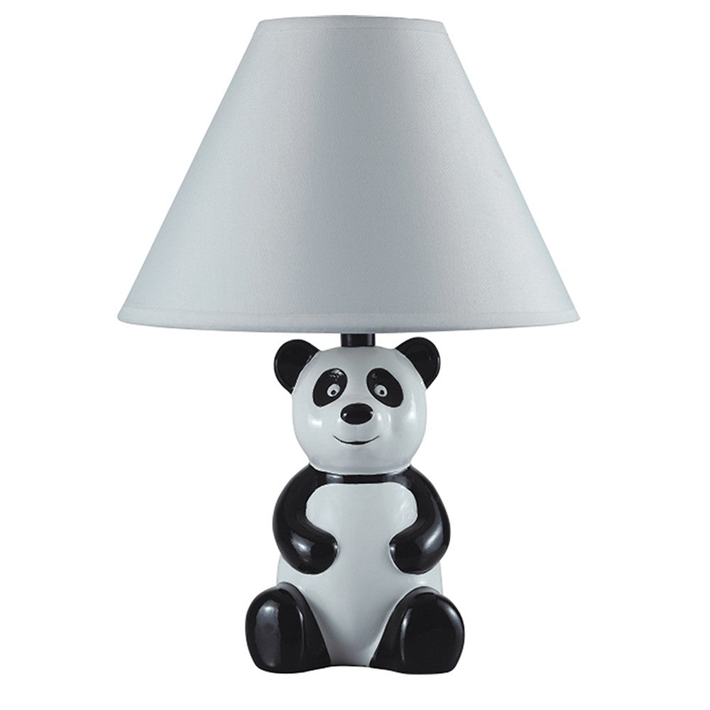 HomeRoots 14” Panda Ceramic Table Lamp With White Shade