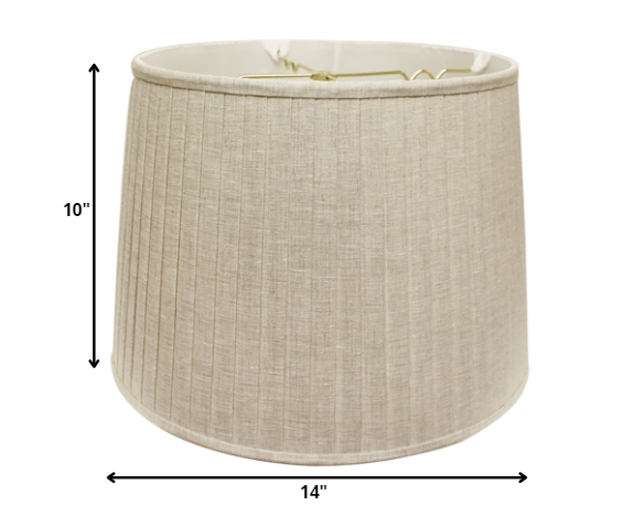 HomeRoots 14" Paperback Linen Lampshade with Side Pleats in Cream Finish
