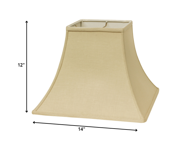 HomeRoots 14" Parchment Premium Square Bell Slanted Linen Lampshade in Beige Finish