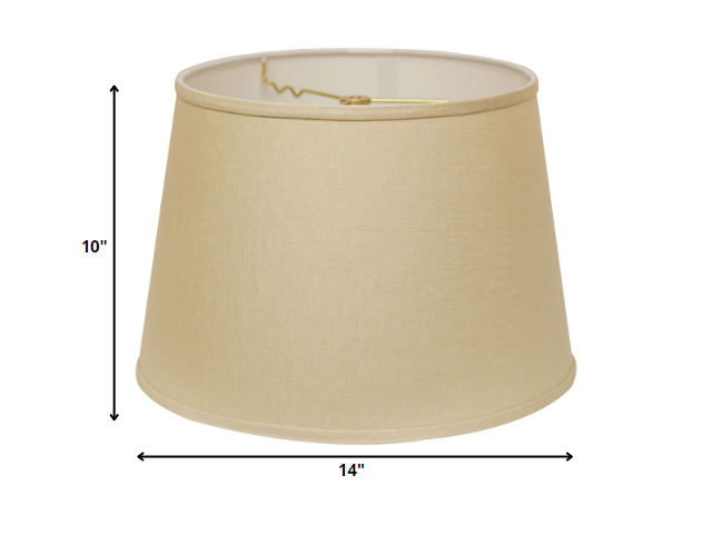 HomeRoots 14" Parchment Rounded Empire Slanted Linen Lampshade i n Beige Finish
