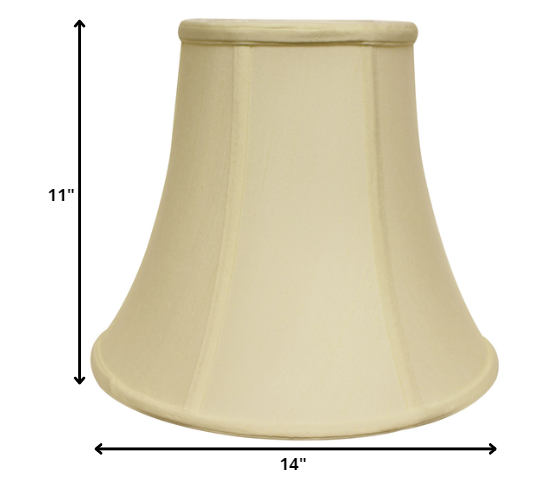 HomeRoots 14" Premium Bell Monay Shantung Lampshade in Ivory Finish