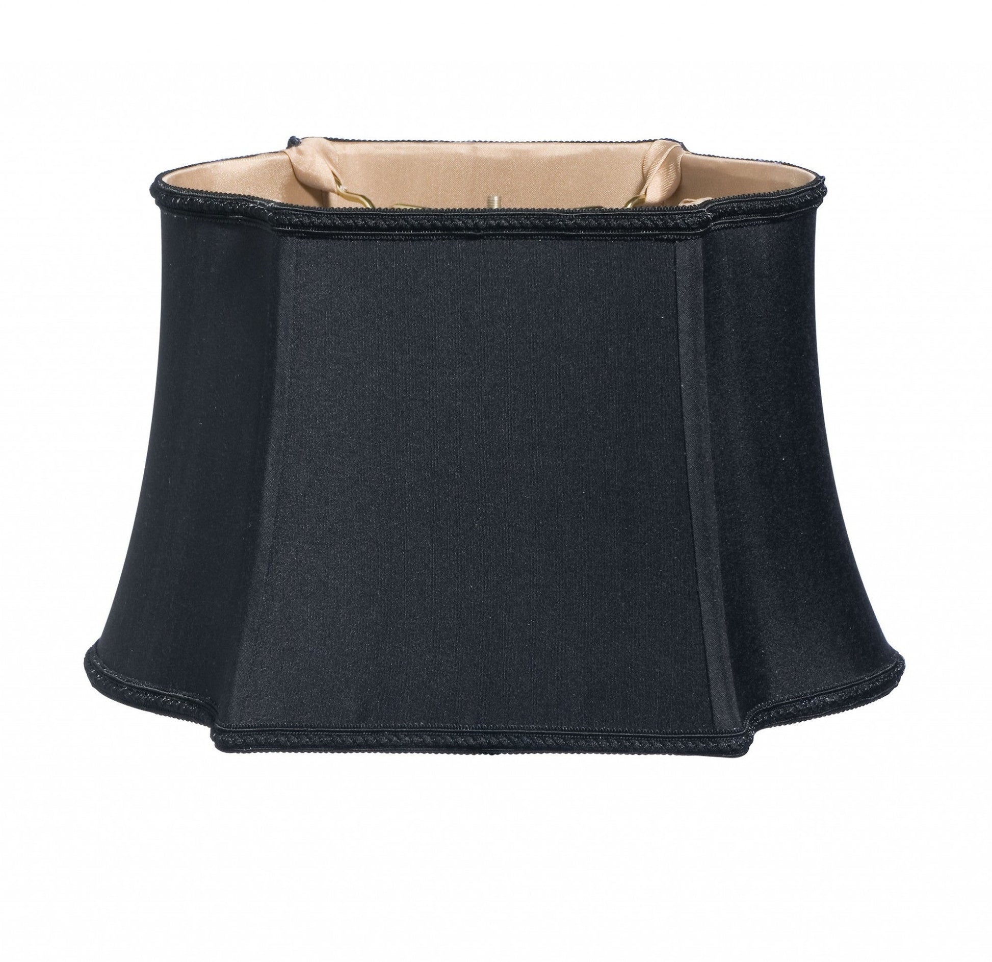 HomeRoots 14" Premium Oblong Shantung Lampshade in Black Finish With Bronze Lining