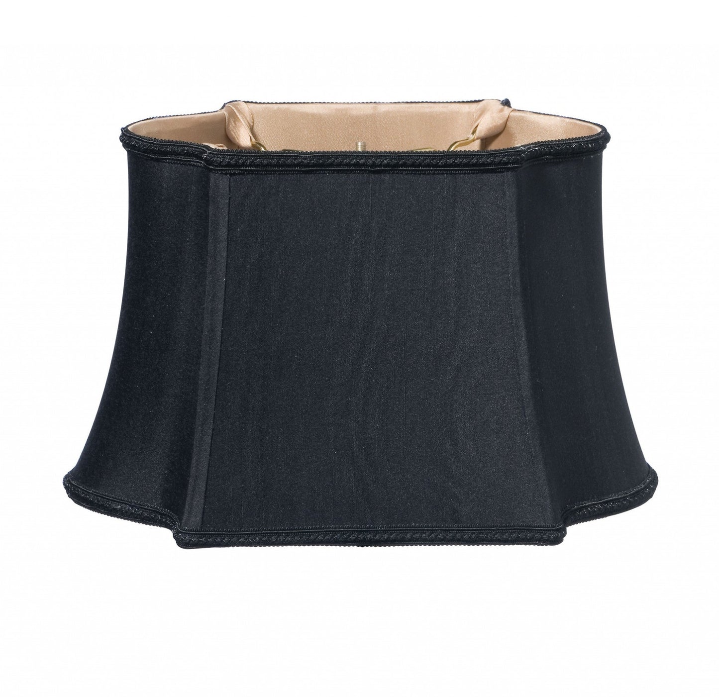 HomeRoots 14" Premium Oblong Shantung Lampshade in Black Finish With Bronze Lining