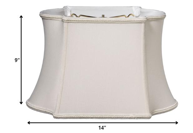 HomeRoots 14" Premium Oblong Shantung Lampshade in Cream Finish