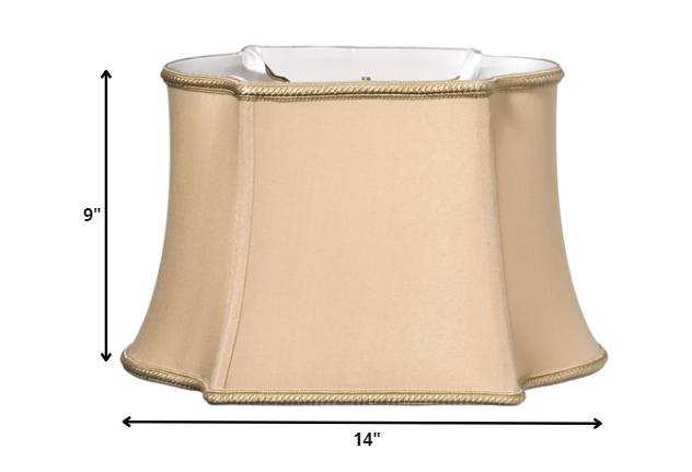 HomeRoots 14" Premium Oblong Shantung Lampshade in Vintage Gold Finish