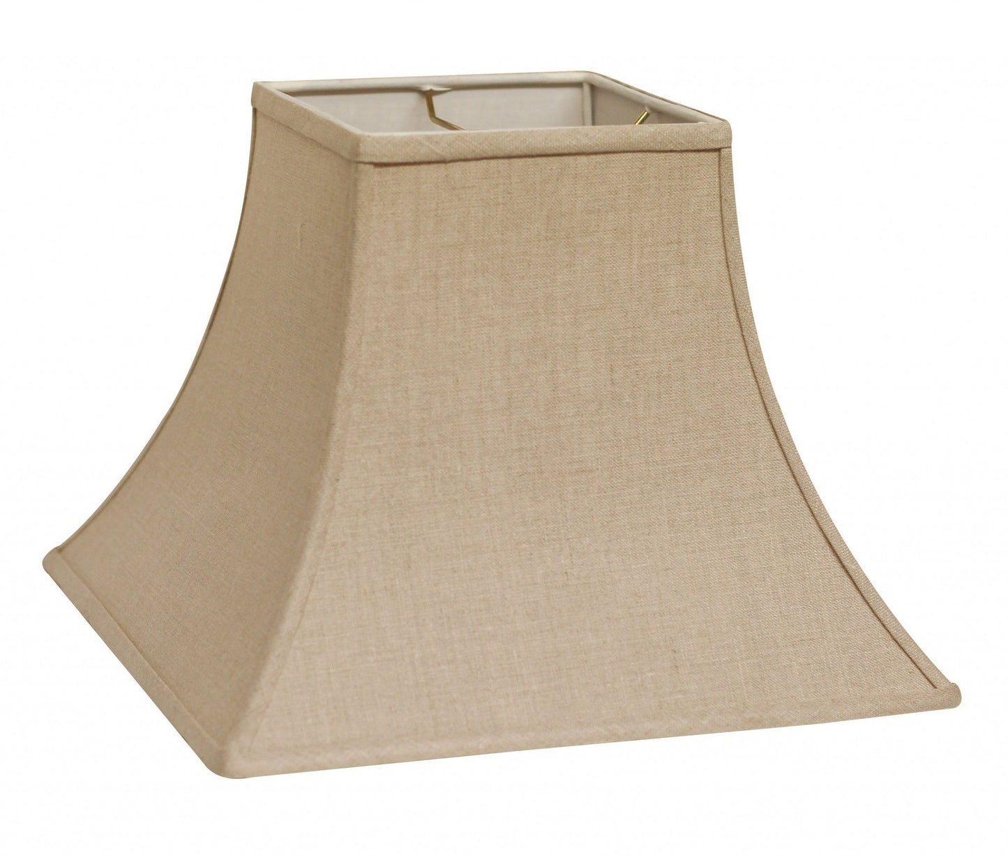 HomeRoots 14" Premium Square Bell Slanted Linen Lampshade in Dark Wheat