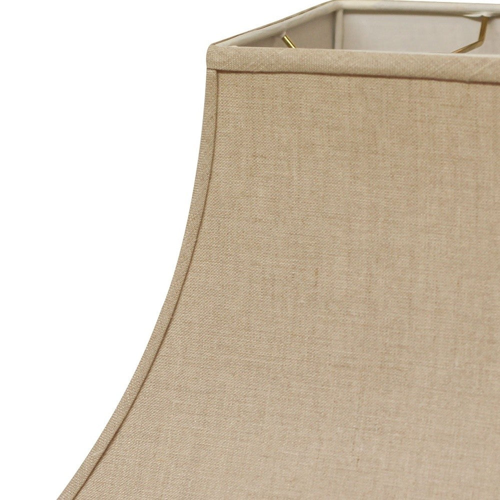 HomeRoots 14" Premium Square Bell Slanted Linen Lampshade in Dark Wheat