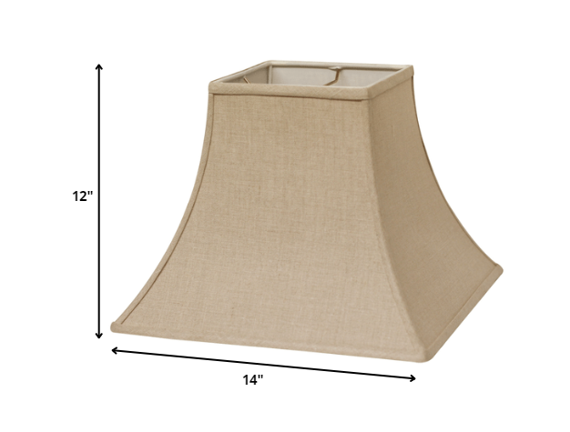 HomeRoots 14" Premium Square Bell Slanted Linen Lampshade in Dark Wheat