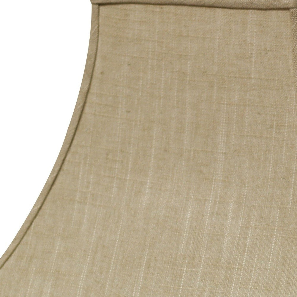 HomeRoots 14" Premium Square Bell Slanted Linen Lampshade in Light Wheat Finish