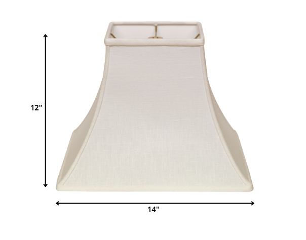 HomeRoots 14" Premium Square Bell Slanted Linen Lampshade in White Finish