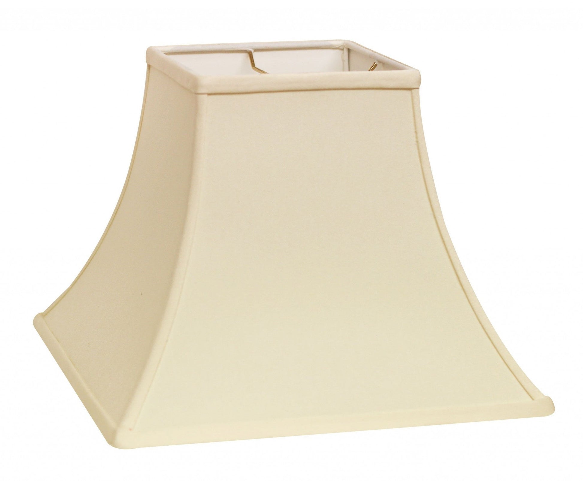 HomeRoots 14" Premium Square Bell Slanted No Slub Lampshade in Ivory Finish