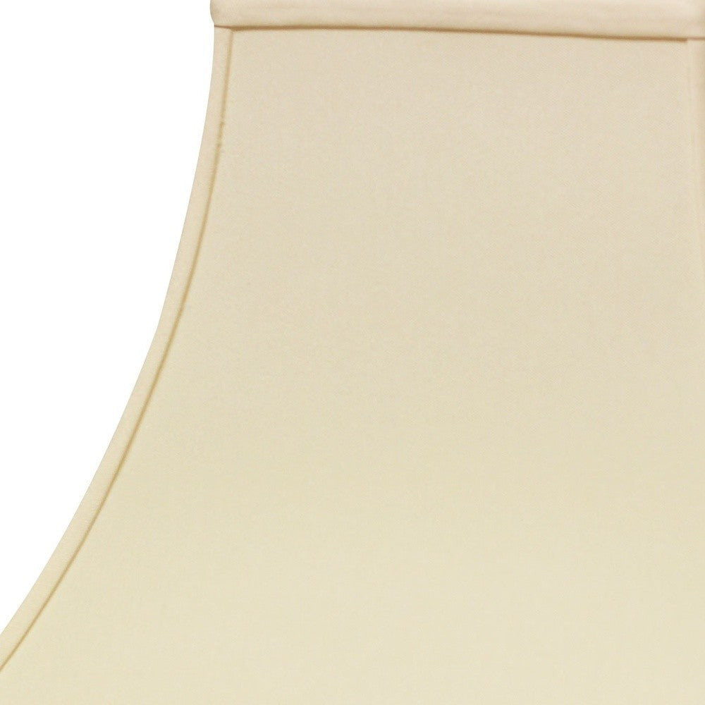 HomeRoots 14" Premium Square Bell Slanted No Slub Lampshade in Ivory Finish
