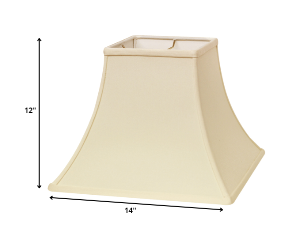 HomeRoots 14" Premium Square Bell Slanted No Slub Lampshade in Ivory Finish